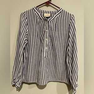 NWT universal thread blue and white striped gauzy cotton tunic Size S